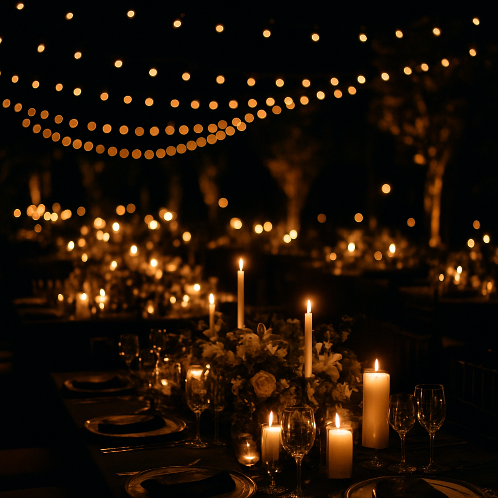An elegant evening event with warm lighting and refined details